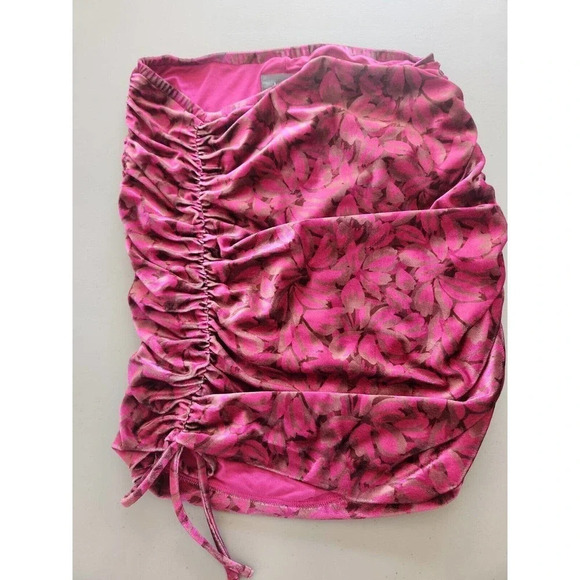 NWT Anthropologie Ruched Velvet Floral Mini Skirt Pull On Size L - Picture 2 of 11